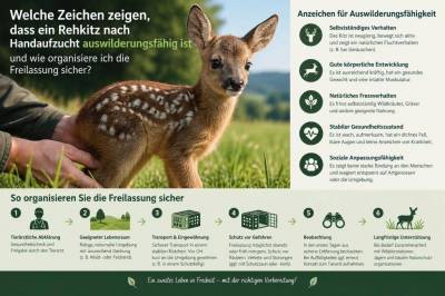 Welche zeichen zeigen, dass ein rehkitze nach handaufzucht auswilderungsfähig ist und wie organisiere ich die freilassung sicher